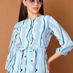 V-Mart Women Cotton Abstract Printed Cinched Waist Top-picture-43