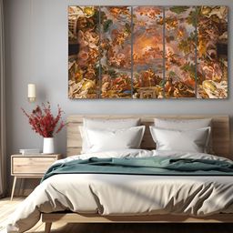The Castle Decor Gold-Toned & Green 5 Piece Wood Abstract Wall Paintings-image-58