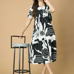 all about you Women Floral Print Fit & Flare Midi Dress-image-62
