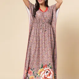 CHUI MUI Women Printed Short Sleeves Maxi Nightdress-picture-0