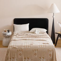 JC HOME Khaki Abstract Printed AC Room Single Bed Quilt-image-48