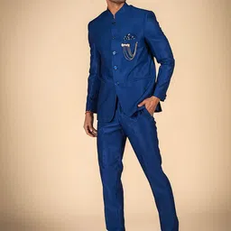 Dulha Ghar Single-Breasted Two-Piece Bandhgala Suit-image-87