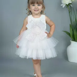 Lagorii Girls Floral Embellished And Sequins Work Layered Party Wear Frock White-image-23