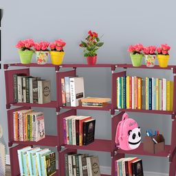 Decent Hut Maroon 12 Shelves Book Shelf-29