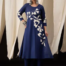 Anouk Women Floral Regular Patchwork Kurta with Palazzos-10