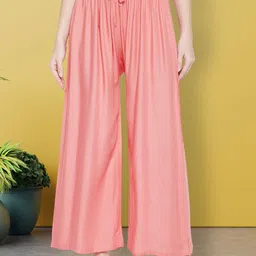 all about you Women Solid Wide leg Pleated Loose Fit Trousers-image-57