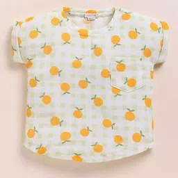 COT & CANDY Kids Yellow Organic Cotton Half sleeves Round Neck Regular Printed Top-picture-25
