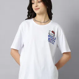 Free Authority Women Typography Printed Round Neck Cotton Oversized T-shirt-image-62