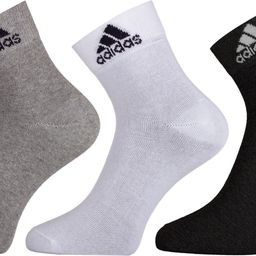 adidas Original Cotton Flat Knit (AD-203) (Grey Mel/White/Black) Men Solid Ankle Length-picture-1