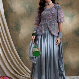 Miss Ethnik Embroidered Thread Work Ready to Wear Lehenga & Blouse With Dupatta-picture-10