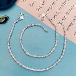 Sangria Set Of 2 Silver-Plated Anklets-image-14