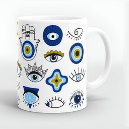 SUBLIKRAFT White & Blue Geometric Printed Ceramic Glossy Mugs-image-65