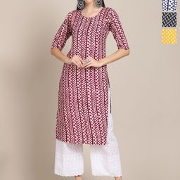 Anouk Rustic Pack of 4 Women Ethnic Motifs Printed Crepe Kurta-image-58
