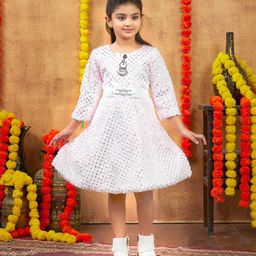 BAESD Girls Embellished Woollen Fit & Flare Dress-11
