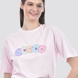 CAMLA Women Floral Embroidered Crop Cotton Casual T-shirt-image-78