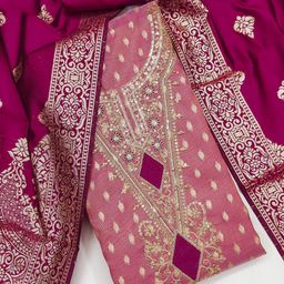 V3 FASHION STUDIO Embroidered Art Silk Unstitched Dress Material-image-71