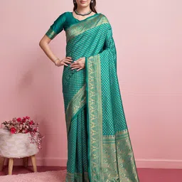 DIVASTRI Ethnic Motifs Woven Design Zari Banarasi Saree-picture-23