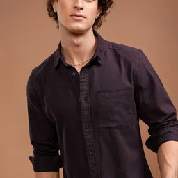 HIGHLANDER Men Button-Down Collar Solid Cotton Casual Shirt-image-95