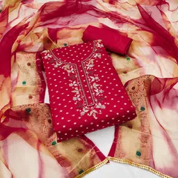 Blissta Woven Design Embellished Unstitched Dress Material-image-40