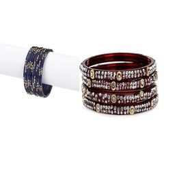 SOMIL Set of 16 Blue Alloy Artificial Stones & Beads Bangles-image-98