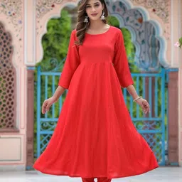 FLAVIA CREATION Round Neck A-Line Kurta With Trousers & Dupatta-picture-39