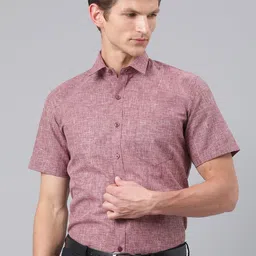 ACCOX Men Comfort Regular Fit Solid Spread Collar Linen Formal Shirt-image-71
