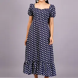 BAESD Polka Dots Printed Fit & Flare Maxi Dress-image-23