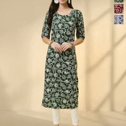 HERE&NOW Selection Of 3 Floral Printed Round Neck Straight Kurtas-picture-40