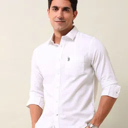 U.S. Polo Assn. Men Spread Collar Solid Cotton Casual Shirt-picture-5