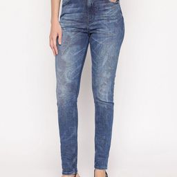 GUESS Women Printed Skinny Fit Light Fade Cotton Jeans-image-34