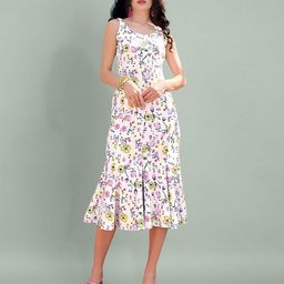 Dream Beauty Fashion Women Floral Printed Shoulder Straps Fit & Flare Midi Dress-image-62