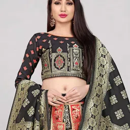 DIVASTRI Semi-Stitched Lehenga & Unstitched Blouse With Dupatta image 3