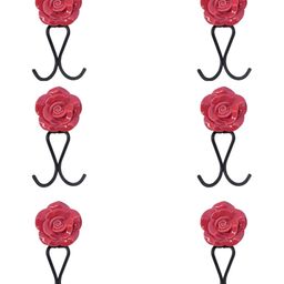 IndianShelf 6 Pcs Ceramic Flower Door Hangers Key Hooks-image-11