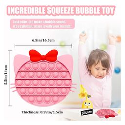 FunBlast Kitty Shape Pop Bubble Stress Relieving Silicone Pop It Fidget Toy - Multicolor image 5