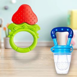 Joy Buzz Set Of 2 Fruit Teether & Star Nibbler Silicone Teething Toys-58