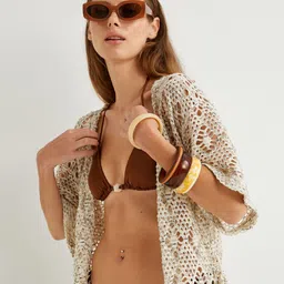Koton Self-Design Swimwear Cover Up Shrug-image-9