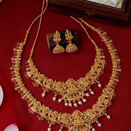 TEEJH Gold Plated Stone Studded& Beaded Jewellery Set-picture-34
