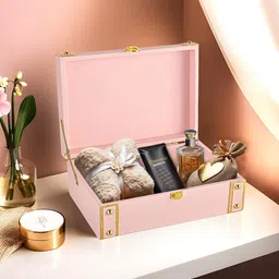 Kuber Industries Pink & Gold-Toned Jewellery Organiser With Lock-55