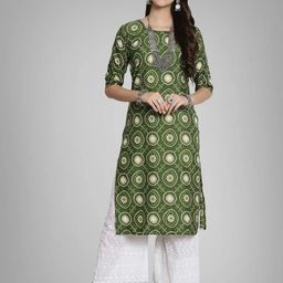 Ethnic basket Women Green Kurtas-picture-49