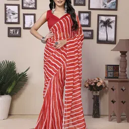 DIVASTRI Striped Embroidered Poly Georgette Ready to Wear Saree-image-59