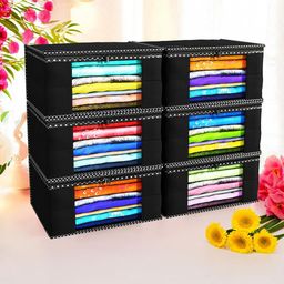Kuber Industries Black & White 6 Pieces Regular Drawer Organiser-14
