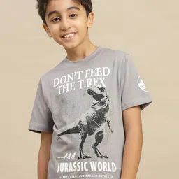 Kids Ville Boys Jurassic World Printed Round Neck Regular Fit Pure Cotton T-Shirt-image-46
