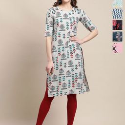 7Threads Selection Of 6 Ethnic Motifs Printed Round Neck Straight Kurta-image-45