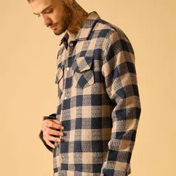 AKS Men Checked Open Front Jacket image 5