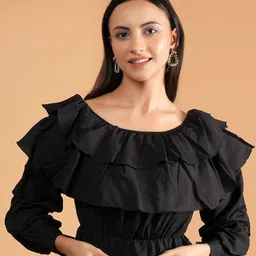 BAESD Flutter Sleeve Blouson Crop Top-6