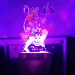 3D Illusion LED Light Night Lights for 7 Colors Led Changing Lighting Bedroom Decoration Lighting HANUMAN JI NIGHT LAMP ( 10 cm, Multicolor ) Night Lamp (10 cm, Multicolor) Night Lamp (10 cm, Multicolor) Night Lamp-image-3