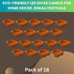 Water Sensor Diya, Electric LED Diyas for Diwali & Office Décor Pack of 18 U140 Plastic (Pack of 18) Table Diya Set-image-84