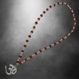 Mahakal Locket with Rudraksha Mala, Trishul Damru Pendant, Spiritual Shiva mala Silver Beads Brass, Wood Pendant Set-image-29