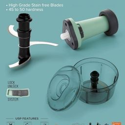 COYO ULTIMATE QUALITY Manual Food Chopper | Stainless Steel Kitchen Tool with Handle | Green 900ml Capacity | Efficient Hand-Powered Chopper for Easy Meal Prep image 3