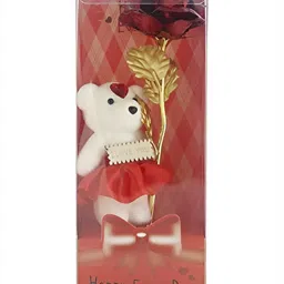 INTERNATIONAL GIFT Red Rose Flower With Teddy Home Gift Set-image-78